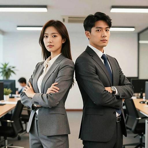 Confident Business Duo in Modern Office