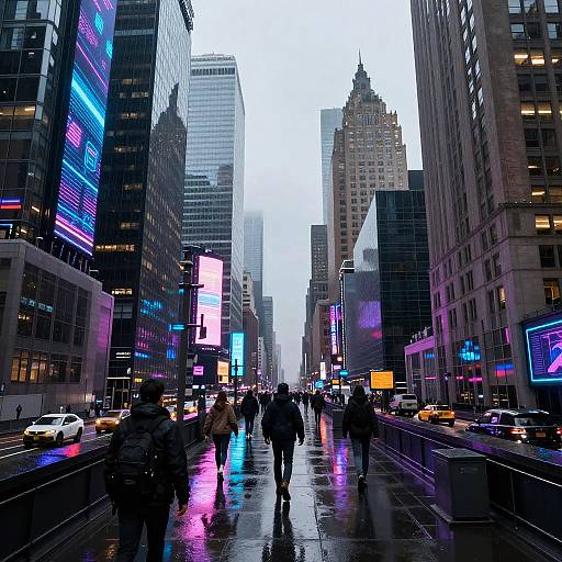 Cyberpunk NYC Rooftop Neon Skyline