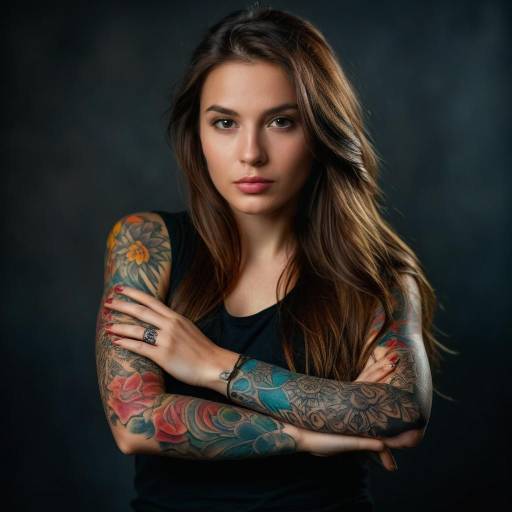 Young Woman with Full Sleeve Tattoos