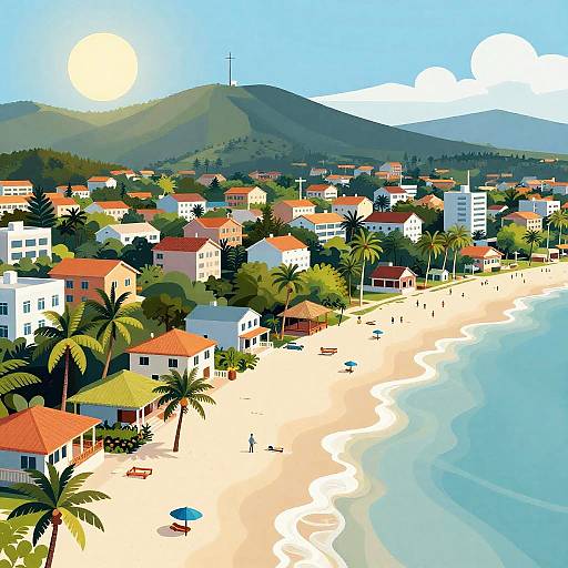 Vivid Vector Tropical Beach Town