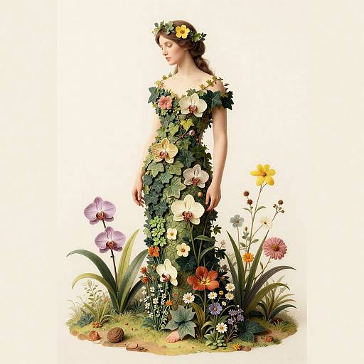 Flourishing Floral Woman Illustration