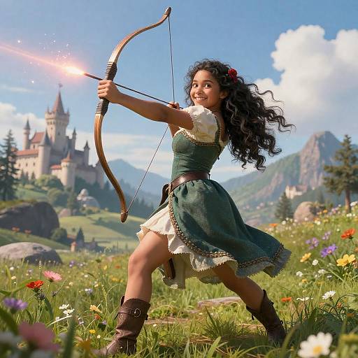 Young Woman Archer with Magical Arrow
