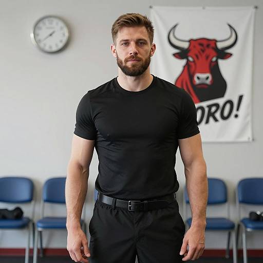 Gym Scene with Man in Black Attire