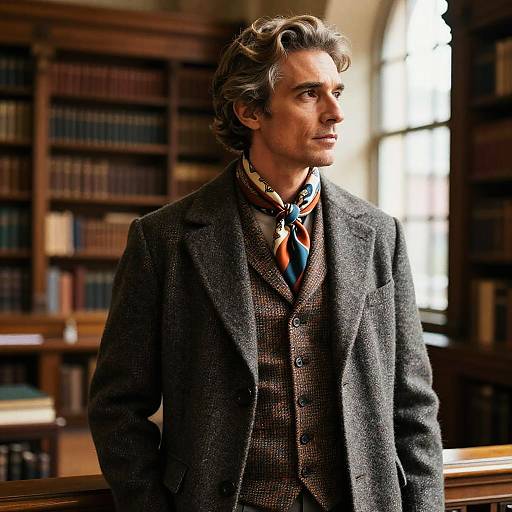 Mature Male Loose Bun Editorial Portrait