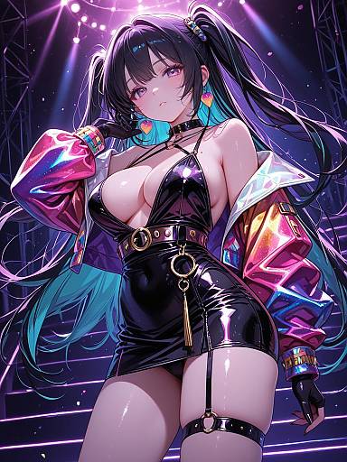 Woman in Colorful Disco Chic Jacket