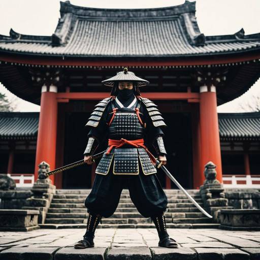 Samurai Warrior in T-Pose at Temple