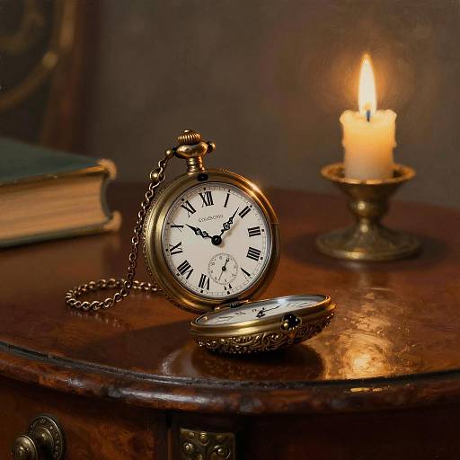 Vintage Pocket Watch with Candlelight Glow