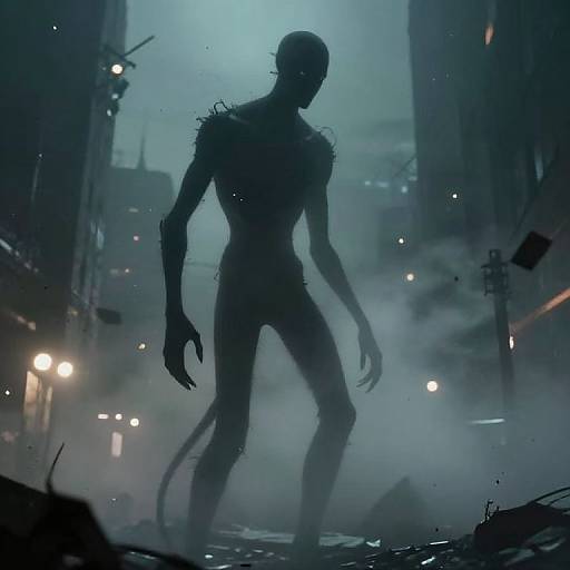 Humanoid Shadow Monster in Fog