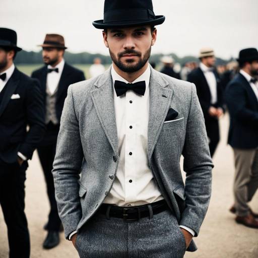 Man in Grey Suit with Black Bowler Hat