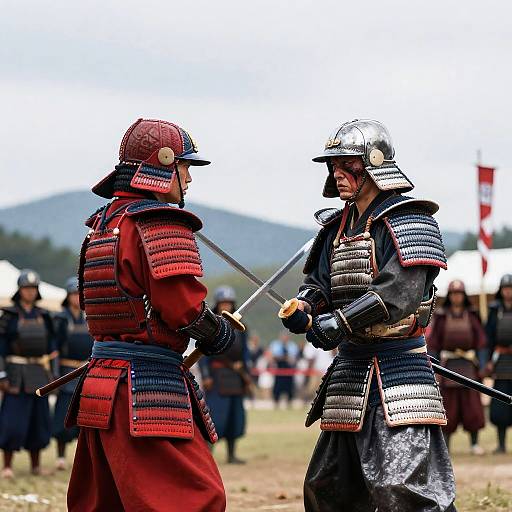 Epic Samurai Duel in Dramatic Setting