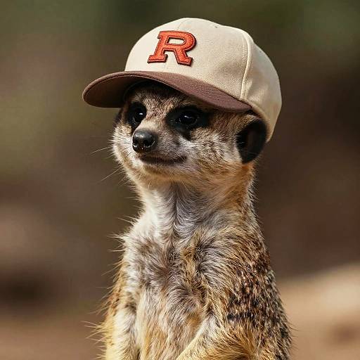Photorealistic Meerkat in Baseball Cap