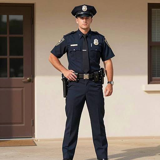 American Male Police Officer in Uniform
