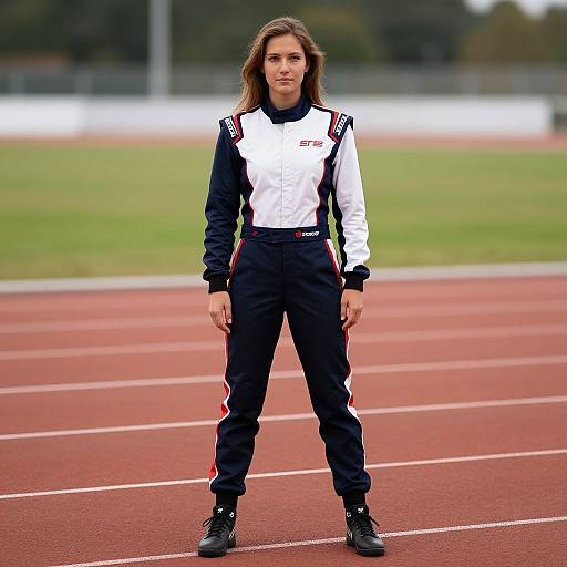 Woman in Racing Suit on Track