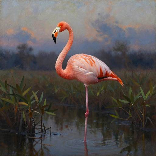 Graceful Flamingo on Serene Lagoon
