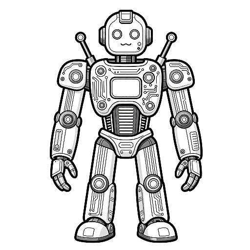 Futuristic Robot AI Coloring Page