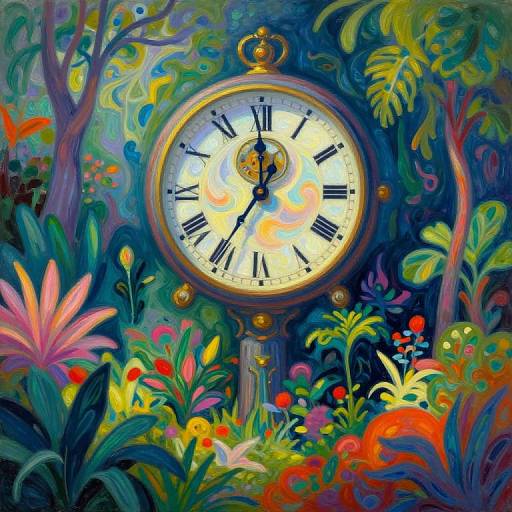 Surreal Timepiece in Botanical Impressionism