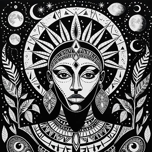 Cubism Inspired African Tribal Queen Art