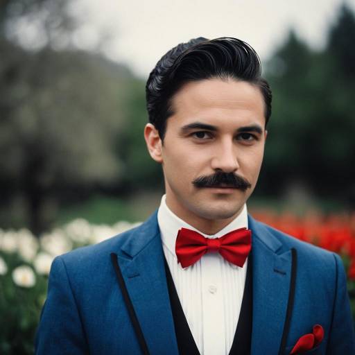Man in Blue Suit with Red Bow Tie
