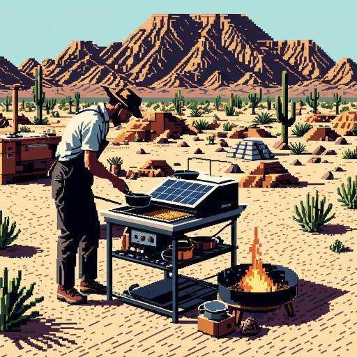 Pixel Art: Geologist at Desert Oasis