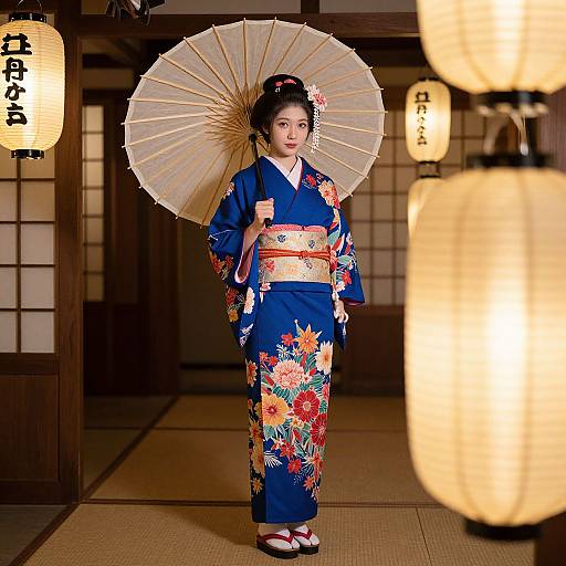 Realistic Geisha Costume Party Scene