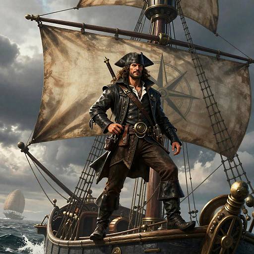 Swashbuckling Rogue on Airship Mast