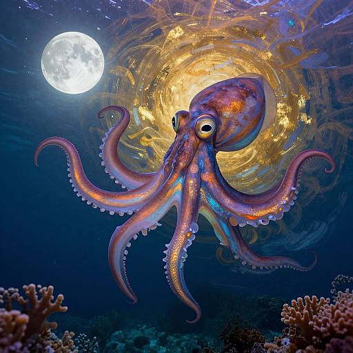 Lunar Light Underwater Cephalopod Art