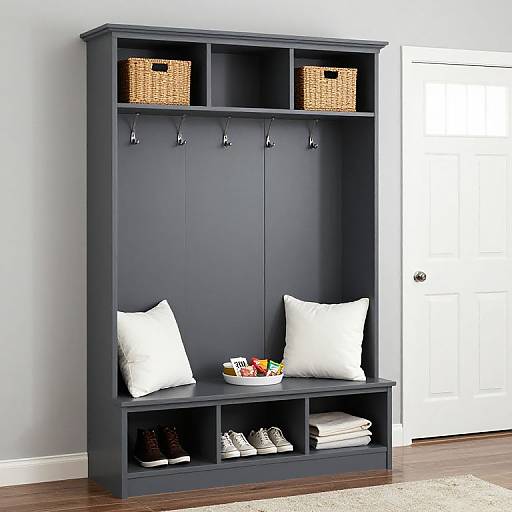 Charcoal Gray Mudroom Lockers Design