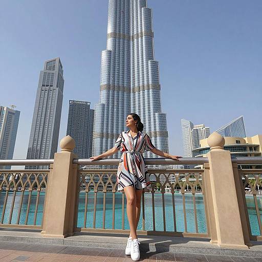 Fashionable Woman in Front of Burj Khalifa