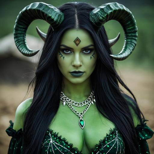 Enchantress Villain Costume with Green Skin