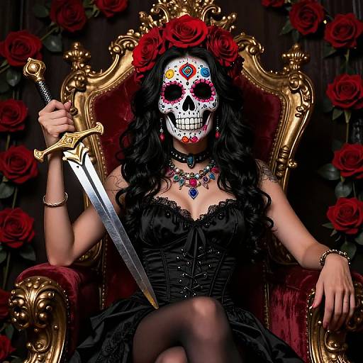 Colorful Candy Skull Latina Queen