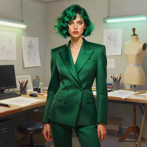 Emerald Bob Nonbinary Fashion Designer Portrait