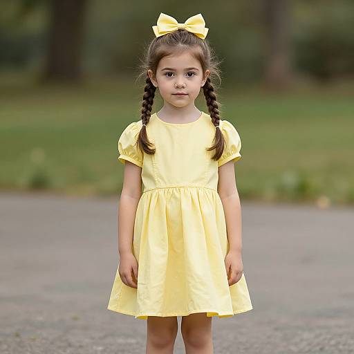 Realistic Girl in Yellow Fancy Dress