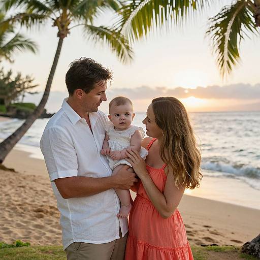 Serene Family Sunset on Maui Beach