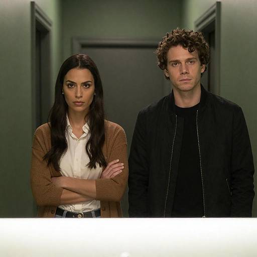 Serious Encounter in Dim Hallway Photograph