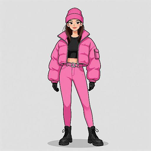 Chic Woman in Vibrant Pink Streetwear