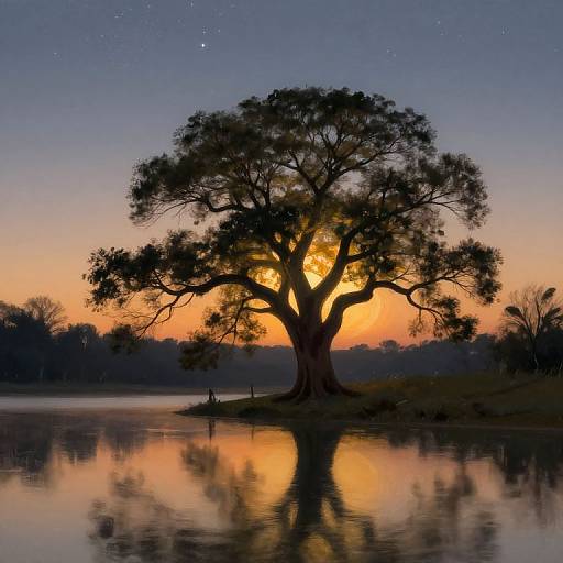 Serene Star-Shaped Tree at Twilight