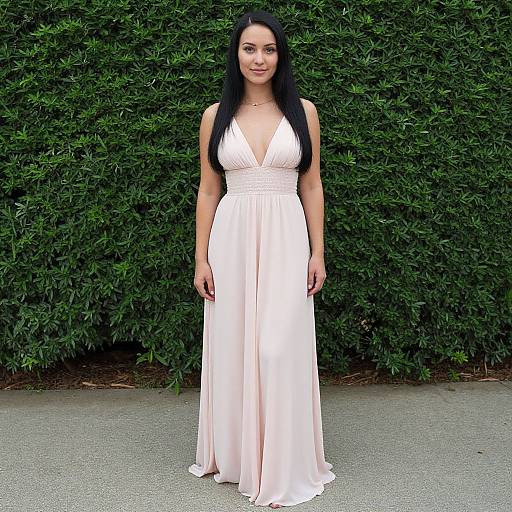 Woman in Pink Dress by Hedge