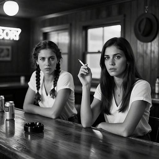 Dramatic Bar Scene in Monochrome