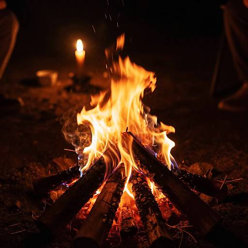 Nighttime Campfire with Candlelight Glow