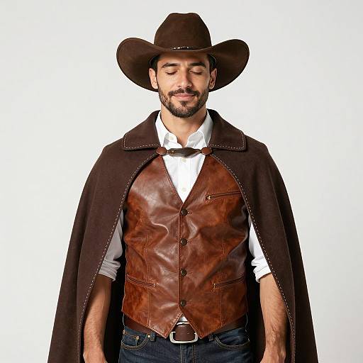 Stylish Cowboy Portrait on White Background