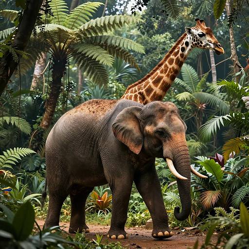 Surreal Giraffe-Elephant Jungle Hybrid