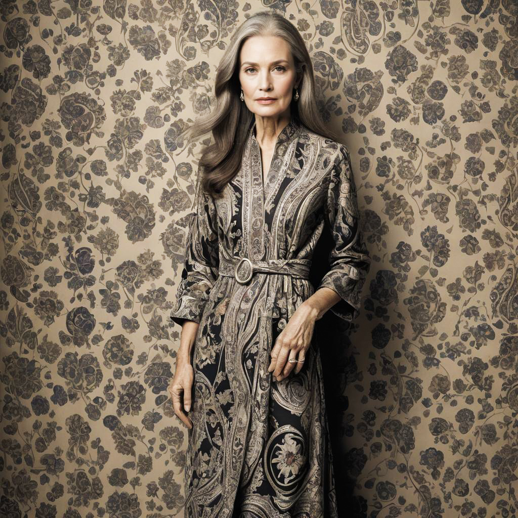 Elegant Grandmother in Paisley Dress