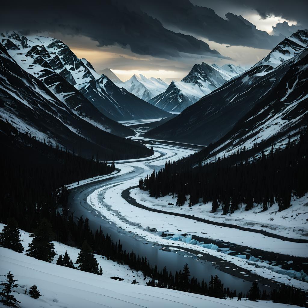 Dramatic Dusk in a Glacial Valley