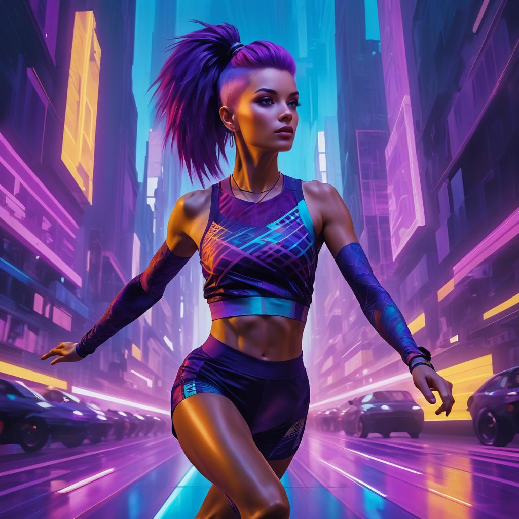 Vibrant Dancer in Cyberpunk City