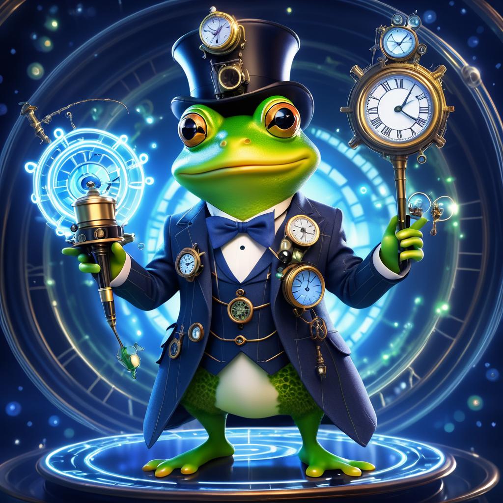 Whimsical Frog in Steampunk Adventure