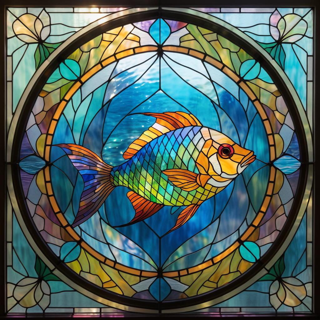 Vibrant Fish in Stained Glass Artwork