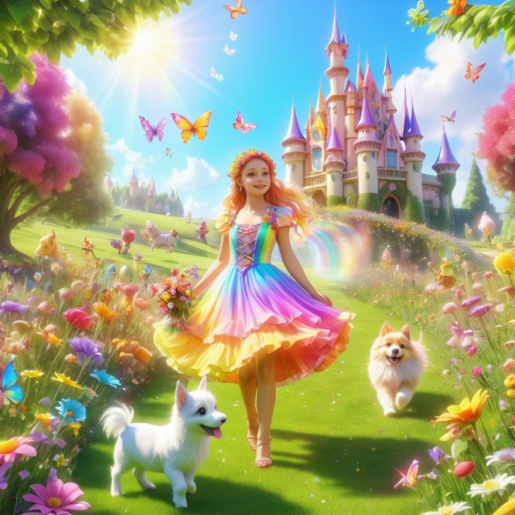 Whimsical Fairy Adventure in a Colorful Meadow