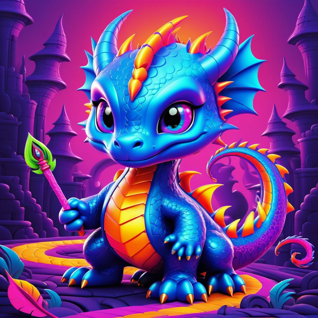 Vengeful Tiny Dragon in Vibrant Style