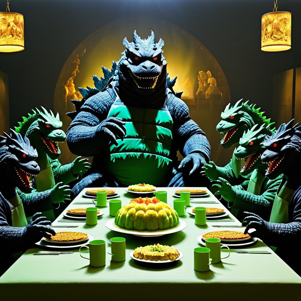 Godzilla Joins the Last Supper Table