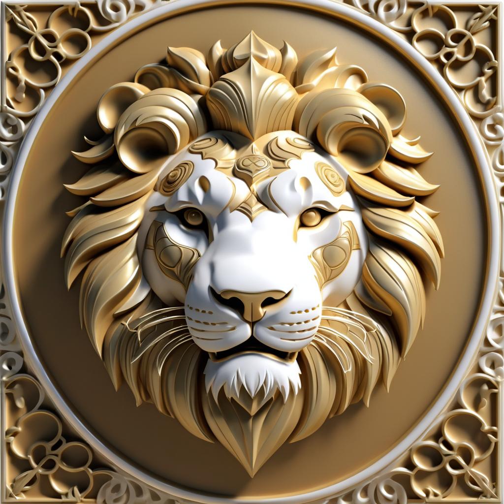 Ornate 3D Victorian Lion's Head Render